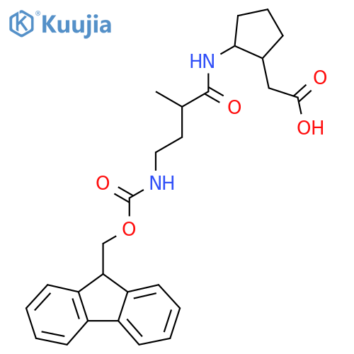2-{2-4-({(9H-fluoren-9-yl)methoxycarbonyl}amino)-2-methylbutanamidocyclopentyl}acetic acid structure