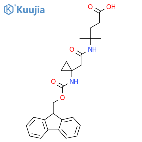 4-{2-1-({(9H-fluoren-9-yl)methoxycarbonyl}amino)cyclopropylacetamido}-4-methylpentanoic acid structure