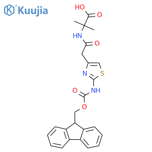 2-{2-2-({(9H-fluoren-9-yl)methoxycarbonyl}amino)-1,3-thiazol-4-ylacetamido}-2-methylpropanoic acid structure
