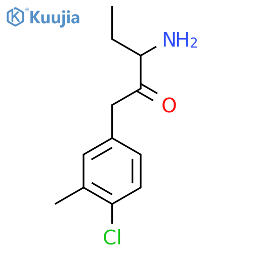 3-amino-1-(4-chloro-3-methylphenyl)pentan-2-one structure