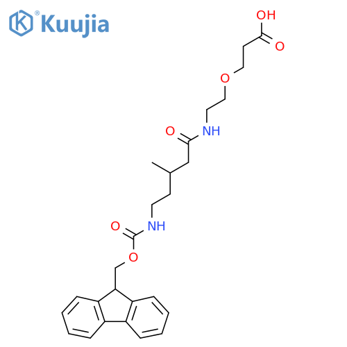 3-{2-5-({(9H-fluoren-9-yl)methoxycarbonyl}amino)-3-methylpentanamidoethoxy}propanoic acid structure