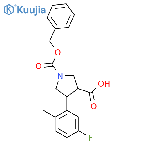 1-(benzyloxy)carbonyl-4-(5-fluoro-2-methylphenyl)pyrrolidine-3-carboxylic acid structure