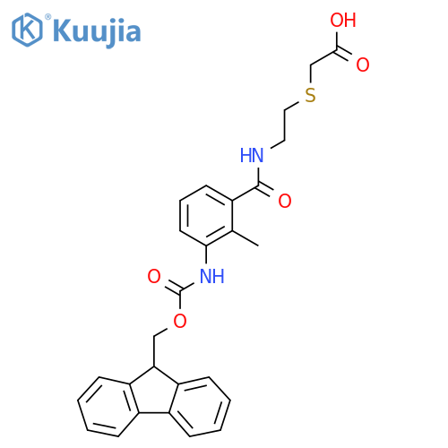 2-(2-{3-({(9H-fluoren-9-yl)methoxycarbonyl}amino)-2-methylphenylformamido}ethyl)sulfanylacetic acid structure