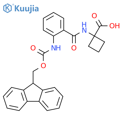 1-2-({(9H-fluoren-9-yl)methoxycarbonyl}amino)benzamidocyclobutane-1-carboxylic acid structure