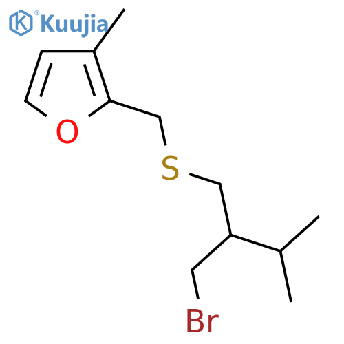 2-({2-(bromomethyl)-3-methylbutylsulfanyl}methyl)-3-methylfuran structure
