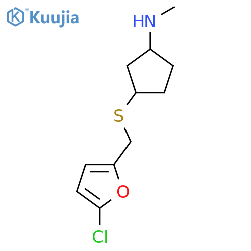 3-{(5-chlorofuran-2-yl)methylsulfanyl}-N-methylcyclopentan-1-amine structure