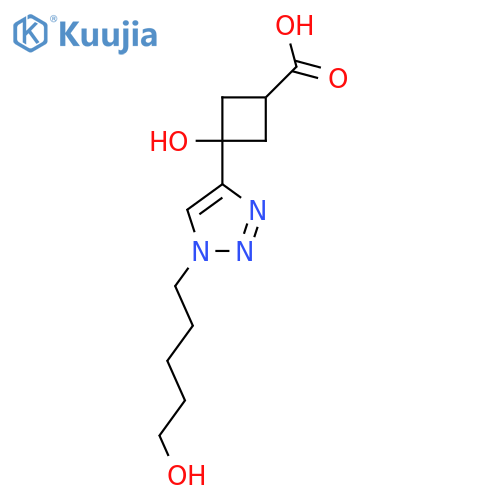 3-hydroxy-3-1-(5-hydroxypentyl)-1H-1,2,3-triazol-4-ylcyclobutane-1-carboxylic acid structure