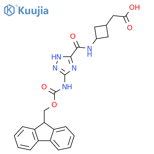2-{3-5-({(9H-fluoren-9-yl)methoxycarbonyl}amino)-1H-1,2,4-triazole-3-amidocyclobutyl}acetic acid structure