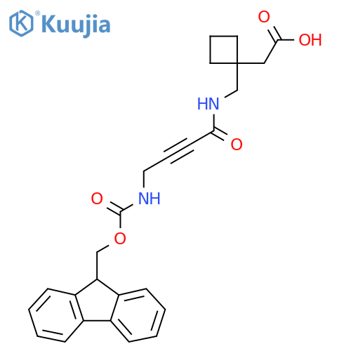 2-(1-{4-({(9H-fluoren-9-yl)methoxycarbonyl}amino)but-2-ynamidomethyl}cyclobutyl)acetic acid structure