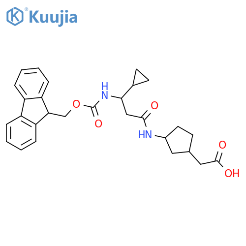 2-{3-3-cyclopropyl-3-({(9H-fluoren-9-yl)methoxycarbonyl}amino)propanamidocyclopentyl}acetic acid structure