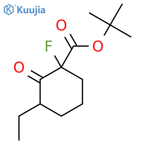 tert-butyl 3-ethyl-1-fluoro-2-oxocyclohexane-1-carboxylate structure