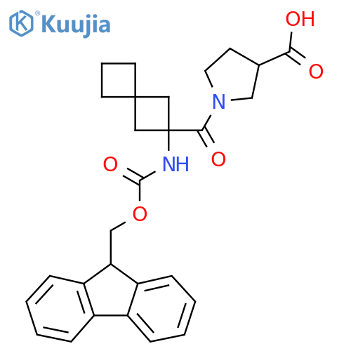 1-2-({(9H-fluoren-9-yl)methoxycarbonyl}amino)spiro3.3heptane-2-carbonylpyrrolidine-3-carboxylic acid structure