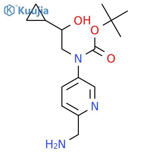 tert-butyl N-6-(aminomethyl)pyridin-3-yl-N-(2-cyclopropyl-2-hydroxyethyl)carbamate structure