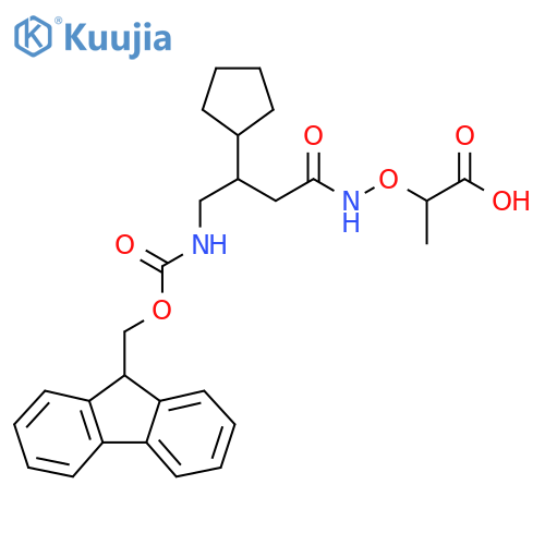 2-{3-cyclopentyl-4-({(9H-fluoren-9-yl)methoxycarbonyl}amino)butanamidooxy}propanoic acid structure