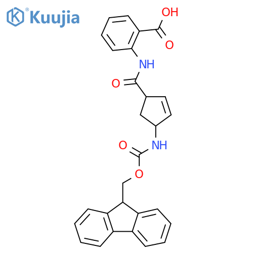 2-4-({(9H-fluoren-9-yl)methoxycarbonyl}amino)cyclopent-2-ene-1-amidobenzoic acid structure
