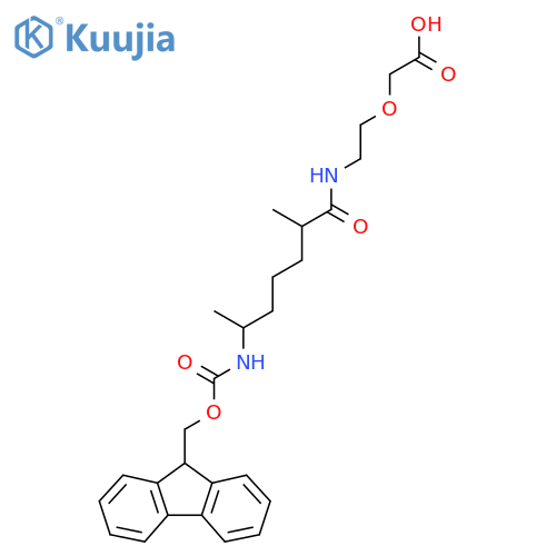 2-{2-6-({(9H-fluoren-9-yl)methoxycarbonyl}amino)-2-methylheptanamidoethoxy}acetic acid structure