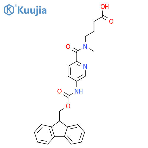 4-{1-5-({(9H-fluoren-9-yl)methoxycarbonyl}amino)pyridin-2-yl-N-methylformamido}butanoic acid structure