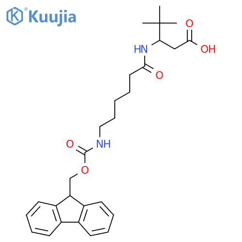 3-6-({(9H-fluoren-9-yl)methoxycarbonyl}amino)hexanamido-4,4-dimethylpentanoic acid structure