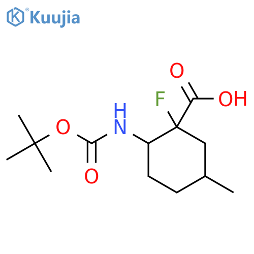 2-{(tert-butoxy)carbonylamino}-1-fluoro-5-methylcyclohexane-1-carboxylic acid structure