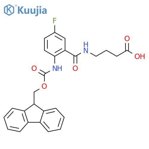 4-{2-({(9H-fluoren-9-yl)methoxycarbonyl}amino)-5-fluorophenylformamido}butanoic acid structure