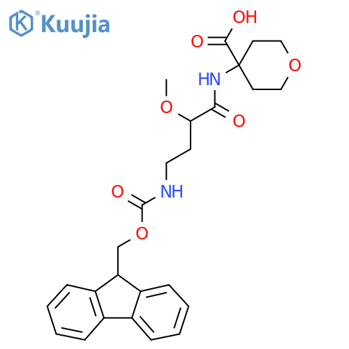4-4-({(9H-fluoren-9-yl)methoxycarbonyl}amino)-2-methoxybutanamidooxane-4-carboxylic acid structure