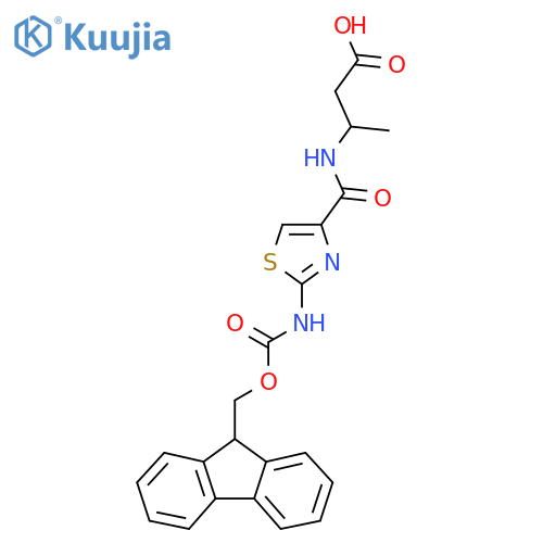 3-{2-({(9H-fluoren-9-yl)methoxycarbonyl}amino)-1,3-thiazol-4-ylformamido}butanoic acid structure