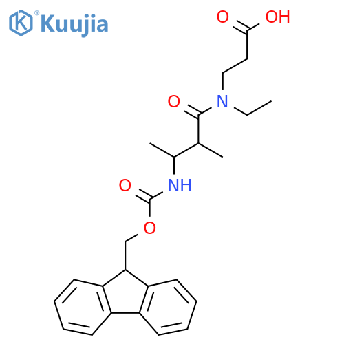 3-N-ethyl-3-({(9H-fluoren-9-yl)methoxycarbonyl}amino)-2-methylbutanamidopropanoic acid structure
