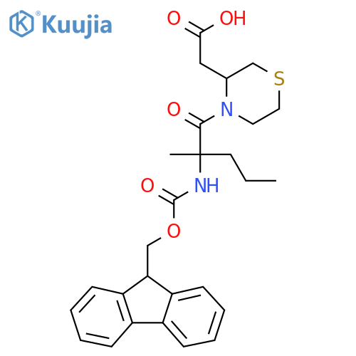 2-{4-[2-({[(9H-fluoren-9-yl)methoxy]carbonyl}amino)-2-methylpentanoyl]thiomorpholin-3-yl}acetic acid structure