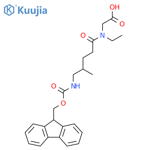 2-N-ethyl-5-({(9H-fluoren-9-yl)methoxycarbonyl}amino)-4-methylpentanamidoacetic acid structure