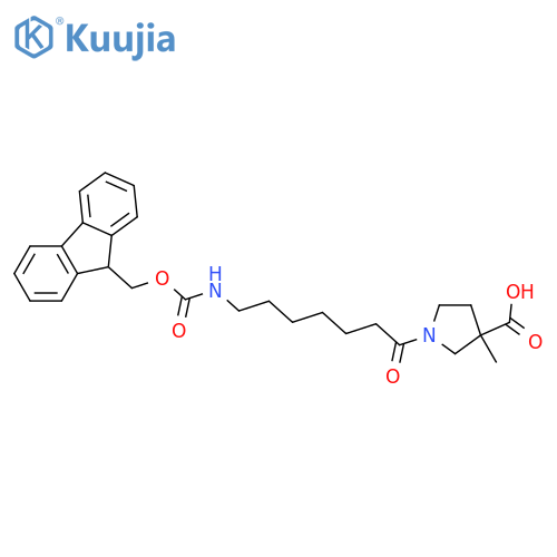 1-7-({(9H-fluoren-9-yl)methoxycarbonyl}amino)heptanoyl-3-methylpyrrolidine-3-carboxylic acid structure