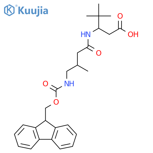 3-4-({(9H-fluoren-9-yl)methoxycarbonyl}amino)-3-methylbutanamido-4,4-dimethylpentanoic acid structure