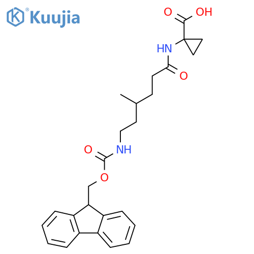 1-6-({(9H-fluoren-9-yl)methoxycarbonyl}amino)-4-methylhexanamidocyclopropane-1-carboxylic acid structure