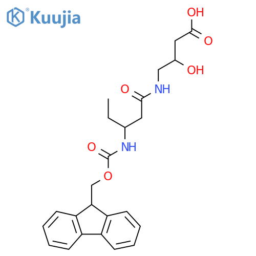 4-3-({(9H-fluoren-9-yl)methoxycarbonyl}amino)pentanamido-3-hydroxybutanoic acid structure