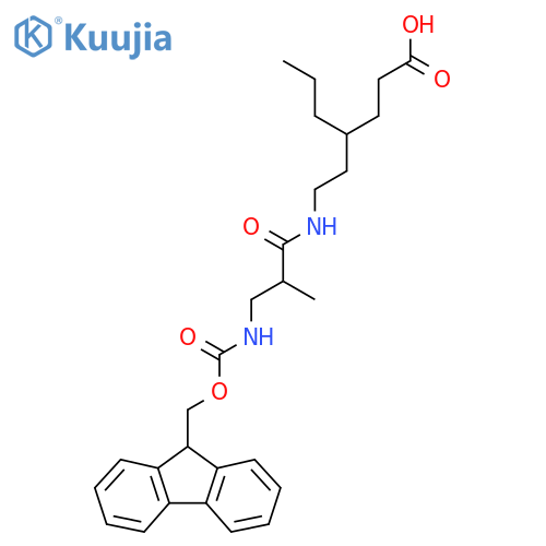 4-{2-3-({(9H-fluoren-9-yl)methoxycarbonyl}amino)-2-methylpropanamidoethyl}heptanoic acid structure