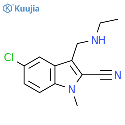 5-chloro-3-(ethylamino)methyl-1-methyl-1H-indole-2-carbonitrile structure