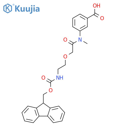 3-{2-2-({(9H-fluoren-9-yl)methoxycarbonyl}amino)ethoxy-N-methylacetamido}benzoic acid structure