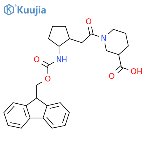1-{2-2-({(9H-fluoren-9-yl)methoxycarbonyl}amino)cyclopentylacetyl}piperidine-3-carboxylic acid structure
