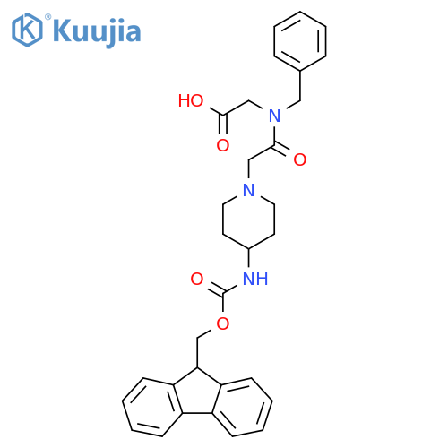 2-{N-benzyl-2-4-({(9H-fluoren-9-yl)methoxycarbonyl}amino)piperidin-1-ylacetamido}acetic acid structure