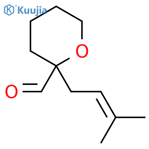 2-(3-methylbut-2-en-1-yl)oxane-2-carbaldehyde structure