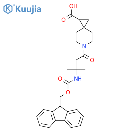 6-3-({(9H-fluoren-9-yl)methoxycarbonyl}amino)-3-methylbutanoyl-6-azaspiro2.5octane-1-carboxylic acid structure