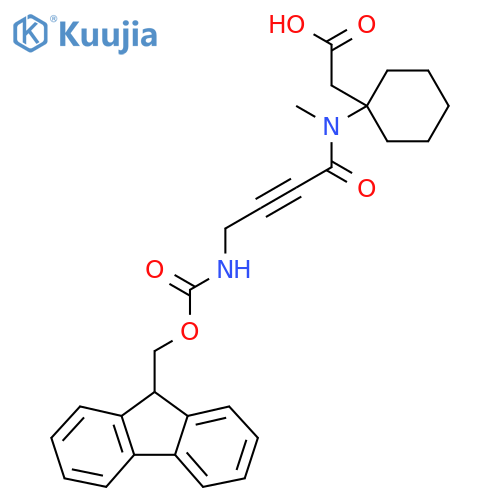 2-{1-4-({(9H-fluoren-9-yl)methoxycarbonyl}amino)-N-methylbut-2-ynamidocyclohexyl}acetic acid structure