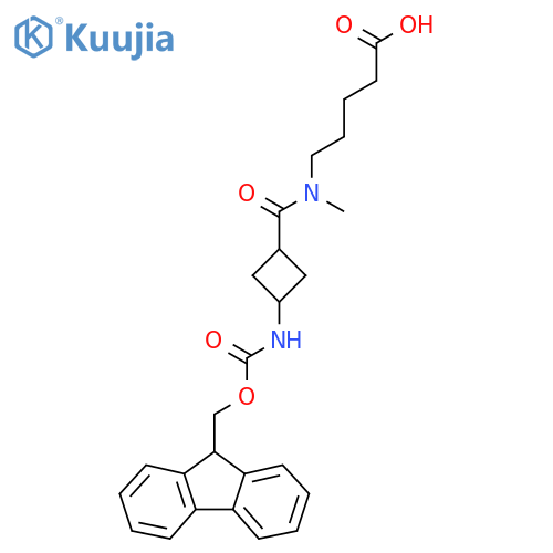 5-{1-3-({(9H-fluoren-9-yl)methoxycarbonyl}amino)cyclobutyl-N-methylformamido}pentanoic acid structure