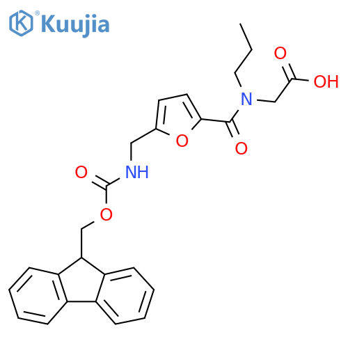 2-(1-{5-({(9H-fluoren-9-yl)methoxycarbonyl}amino)methylfuran-2-yl}-N-propylformamido)acetic acid structure