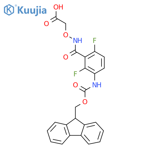 2-({3-({(9H-fluoren-9-yl)methoxycarbonyl}amino)-2,6-difluorophenylformamido}oxy)acetic acid structure