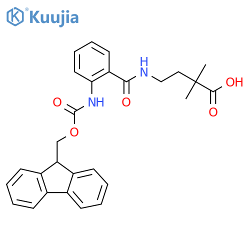 4-{2-({(9H-fluoren-9-yl)methoxycarbonyl}amino)phenylformamido}-2,2-dimethylbutanoic acid structure