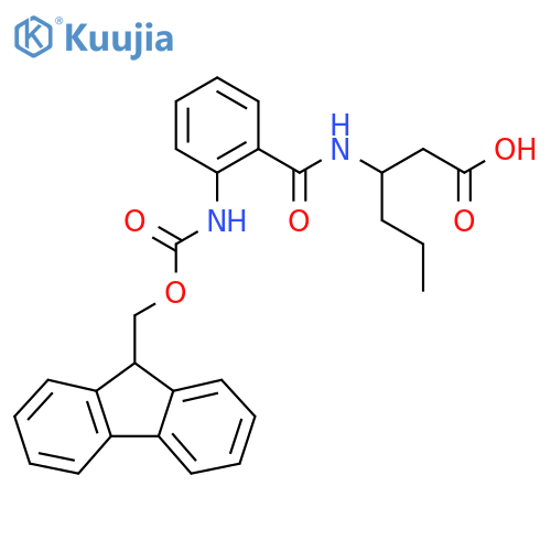 3-{2-({(9H-fluoren-9-yl)methoxycarbonyl}amino)phenylformamido}hexanoic acid structure