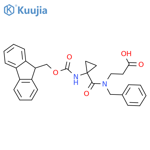 3-{N-benzyl-1-1-({(9H-fluoren-9-yl)methoxycarbonyl}amino)cyclopropylformamido}propanoic acid structure