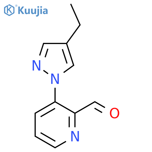 3-(4-ethyl-1H-pyrazol-1-yl)pyridine-2-carbaldehyde structure