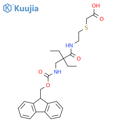 2-(2-{2-ethyl-2-({(9H-fluoren-9-yl)methoxycarbonyl}amino)methylbutanamido}ethyl)sulfanylacetic acid structure