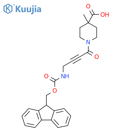1-4-({(9H-fluoren-9-yl)methoxycarbonyl}amino)but-2-ynoyl-4-methylpiperidine-4-carboxylic acid structure